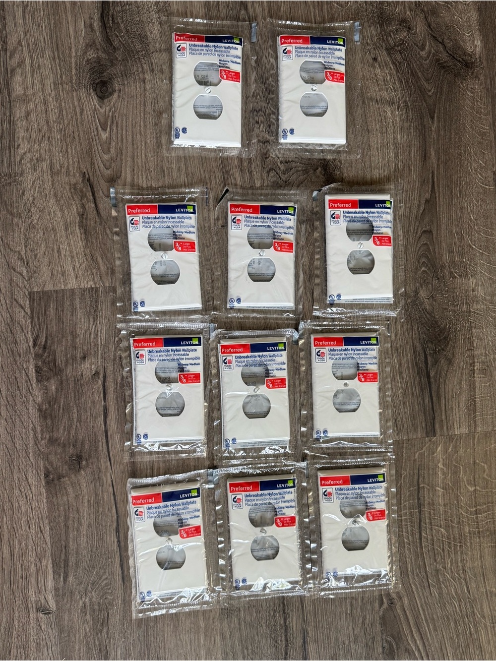 White Leviton 3/8 Midway Unbreakable Nylon Duplex Outlet Wallplates